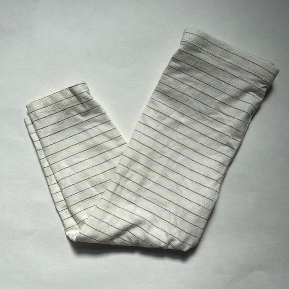 White Metallic Striped Leggings - Picture 1 of 11